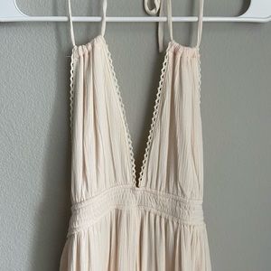 Cream/Pearl Sleeveless Halter Maxi
